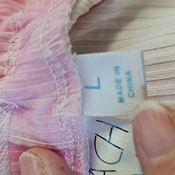 Beach break lounge pants. Size large. Yellow and pink excellent condition. - Picture 7 of 8